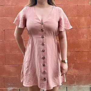NWOT Pink Button Mini Dress